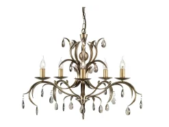 Elstead Lily 5 ljus ljuskrona metallisk brons blommiga blad Design Bronce Hot