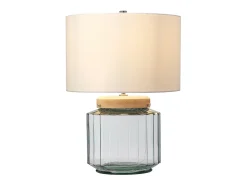Lámpara De Mesa-Elstead Luga Bordslampa - Naturligt, polerat nickel, glas Marru00f3n