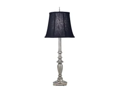 Lámpara De Mesa-Elstead Maine 1 ljus bordslampa antik nickel, E27 Gris