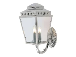 Iluminación Exterior-Elstead Mansion House 3 Ljus Utomhusvägglykta Ljuspolerad Nickel IP44, E14 Gris