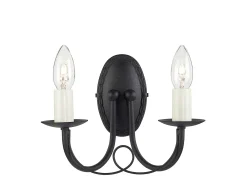 Aplique Para Pared-Elstead Minster 2 ljus inomhusljus vägglampa svart, E14 Negro