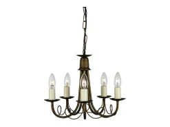 Elstead Minster 5 ljus ljuskrona svart, guldfinish, E14 Negro Discount