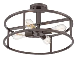 Outlet Elstead New Harbor 4 Lätt Semi Flush Ceiling Lätt Western Bronze, E27 Bronce