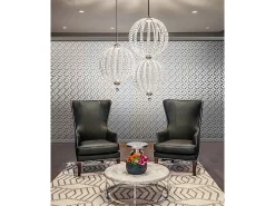 Lámpara Suspendida-Elstead Oberlin LED 2 Ljus Medium Sfäriskt Tak Pendel Satin Nickel Gris