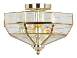 Sale Elstead Old Park 2 Ljus Semi Flush Ceiling Light Polerad mässing, E27 Camel
