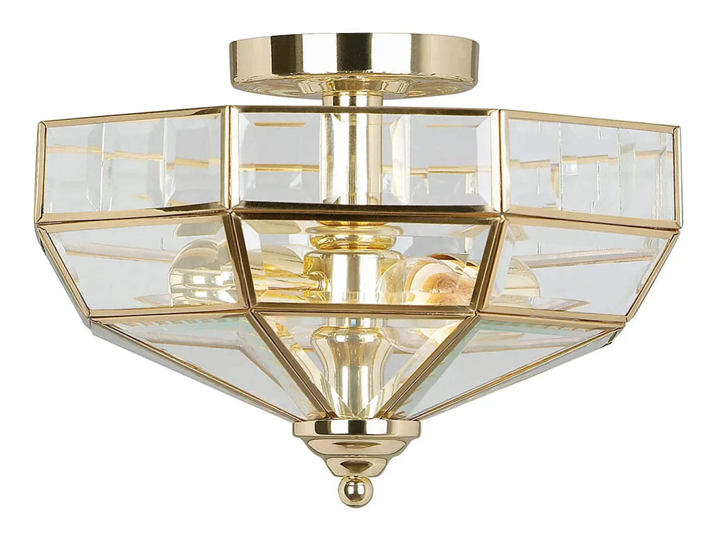 Sale Elstead Old Park 2 Ljus Semi Flush Ceiling Light Polerad mässing, E27 Camel