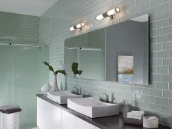 Aplique Para Pared-Elstead Payne 2 ljus inomhusvägglampa polerad krom IP44, G9 Gris