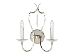 Outlet Elstead Pimlico 2 ljus inomhusljus vägglampa polerad nickel, E14 Gris