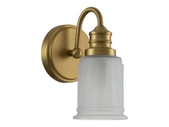 Aplique Para Pared-Elstead Quoizel Swell Vägglampa Borstad mässing, IP44 Camel