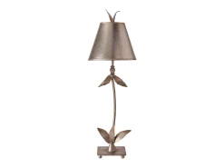 Lámpara De Mesa-Elstead Red Bell 1 ljus bordslampa Silver blommig bladdesign, E27 Plateado
