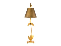 Clearance Elstead Red Bell 1 ljus bordslampa Guldbladsblommiga bladdesign, E27 Dorado