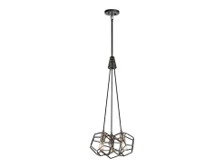 Elstead Rocklyn 3 Light Cluster Pendel Cage Light Steel, E27 Gris