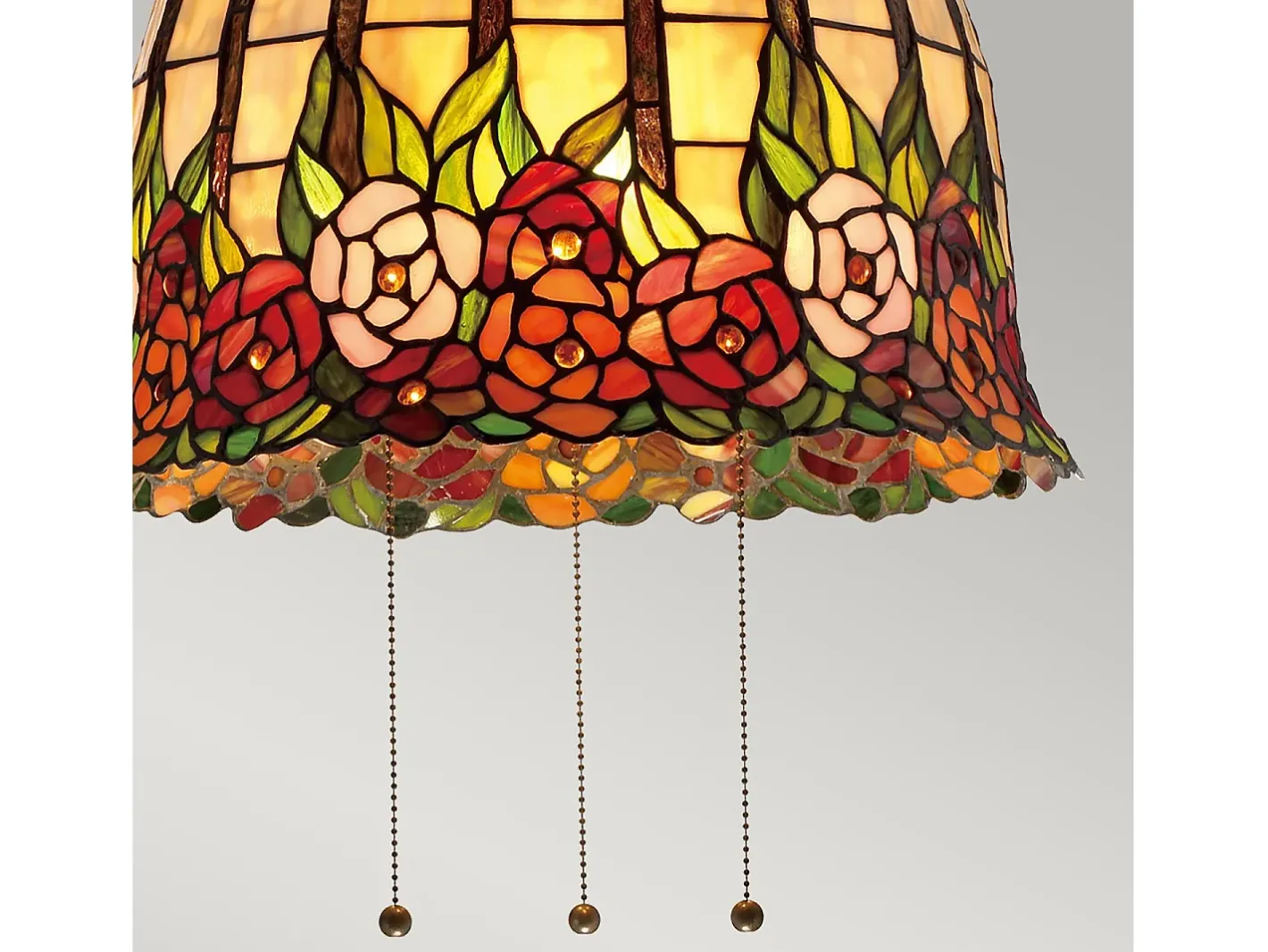 Online Elstead Rosecliffe 3 ljus takhänge Imperial brons, Tiffany stil glas, E27 Bronce