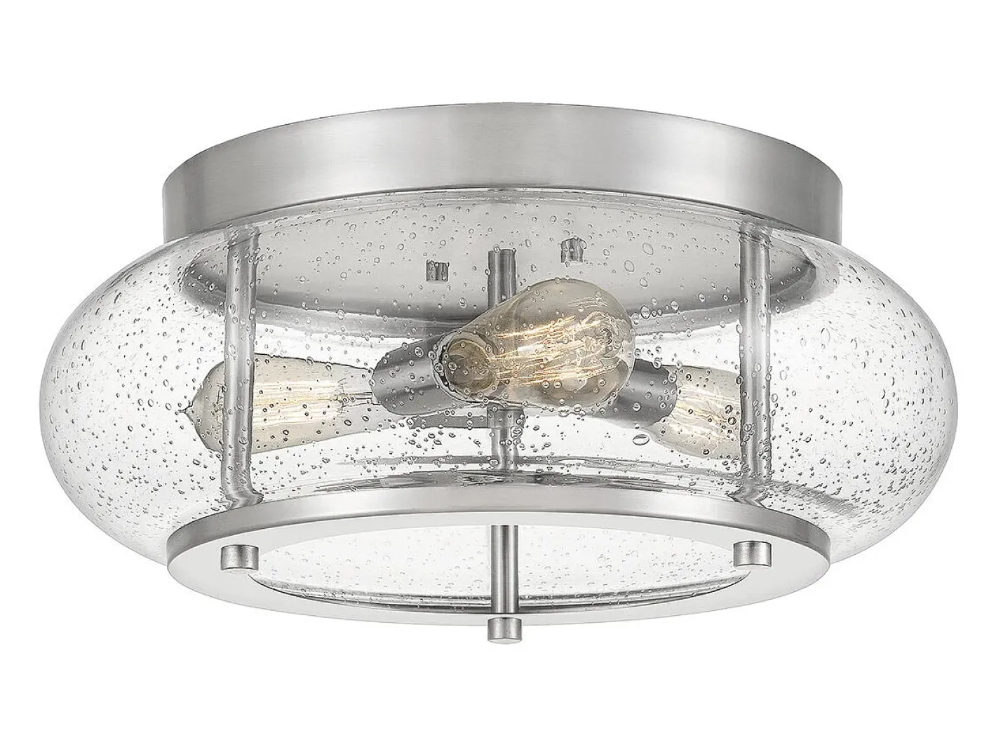 Elstead Trilogy 3 Light Flush Mount, Borstad Nickel, E27 Gris