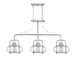 Lámpara Suspendida-Elstead Trilogy 3 Light Island Pendel, Borstad Nickel, E27 Gris