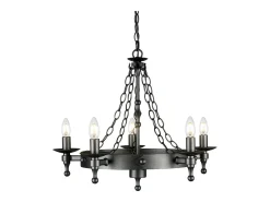 Outlet Elstead Warwick 5 ljus ljuskrona grafitsvart finish, E14 Negro
