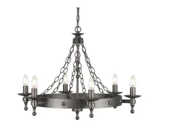 Discount Elstead Warwick 6 ljus ljuskrona grafitsvart finish, E14 Negro
