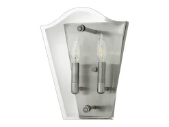 Elstead Wingate 2 ljus inomhusljus vägglampa polerad antik nickel, E14 Gris