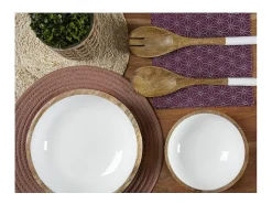 Aubry Gaspard Vajilla|Presentación Y Servicio-Ensaladera de mango y resina blanca Diámetro 25 cm Blanco