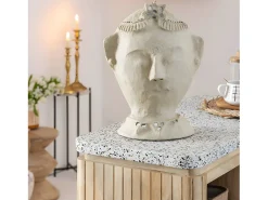Made In Meubles Estatua-Escultura de busto de mujer en papel maché Ambroise - Obra de arte contemporánea e intemporal Blanco