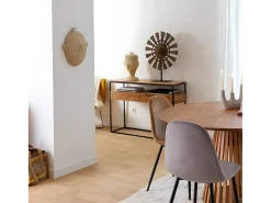 Online Made In Meubles Escultura de madera y metal en forma de rueda Georgia - Gris