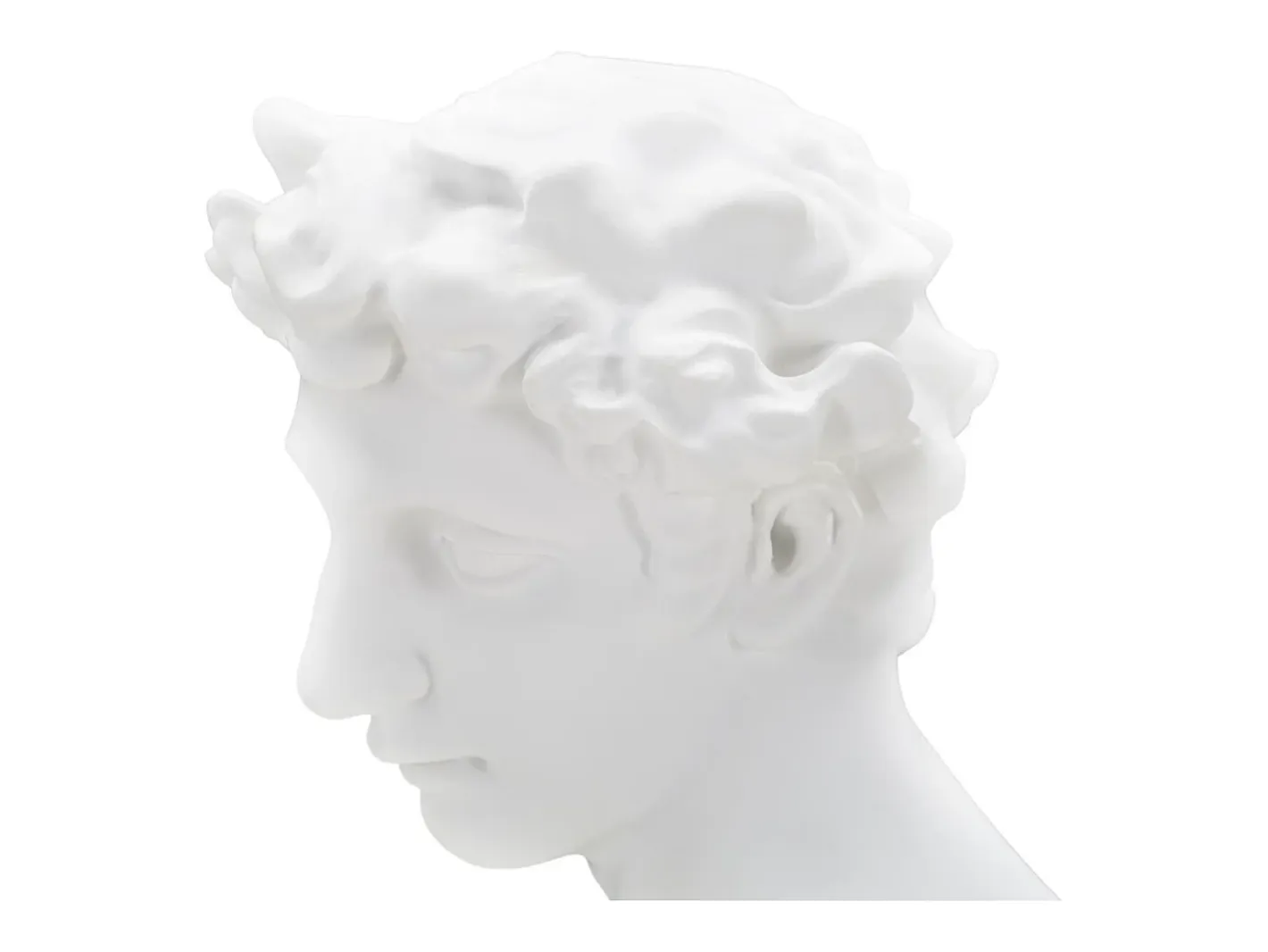 Estatua-Escultura decorativa de resina blanca rostro masculino Enea Blanco