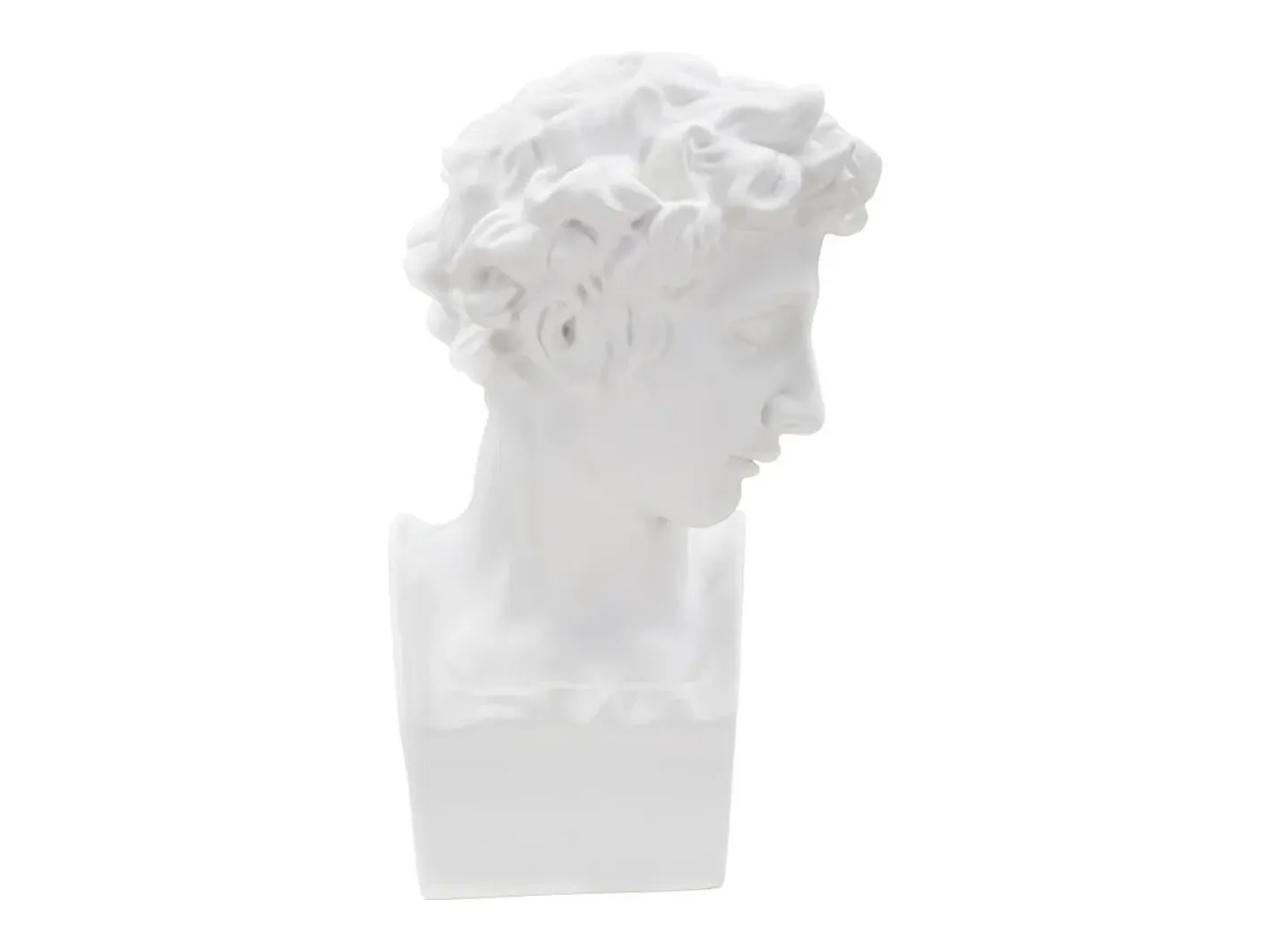 Estatua-Escultura decorativa de resina blanca rostro masculino Enea Blanco