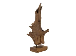 Escultura decorativa étnica de madera de teca hecha a mano Akar Marru00f3n