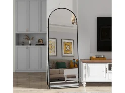 Espejo-Espejo arqueado de cuerpo entero (53 x 162 cm), espejo de pie arqueado grande, espejo de tocador para salón, color . Negro