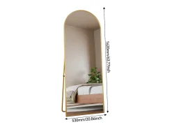 Sale Espejo arqueado de cuerpo entero, 162 x 53 cm, de pared, para salón, Dorado