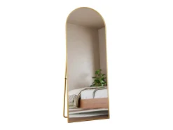 Sale Espejo arqueado de cuerpo entero, 162 x 53 cm, de pared, para salón, Dorado