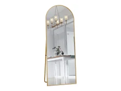Sale Espejo arqueado de cuerpo entero, 162 x 53 cm, de pared, para salón, Dorado
