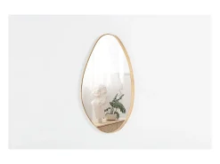 Meublorama Espejo De Pared|Espejo-Espejo asimétrico NARA – 50x80 cm – Acabado en roble envejecido – MDF decorativo de madera – Diseño orgánico y moderno Marru00f3n