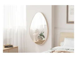 Meublorama Espejo De Pared|Espejo-Espejo asimétrico NARA – 50x80 cm – Acabado en roble envejecido – MDF decorativo de madera – Diseño orgánico y moderno Marru00f3n