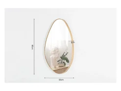 Meublorama Espejo De Pared|Espejo-Espejo asimétrico NARA – 50x80 cm – Acabado en roble envejecido – MDF decorativo de madera – Diseño orgánico y moderno Marru00f3n
