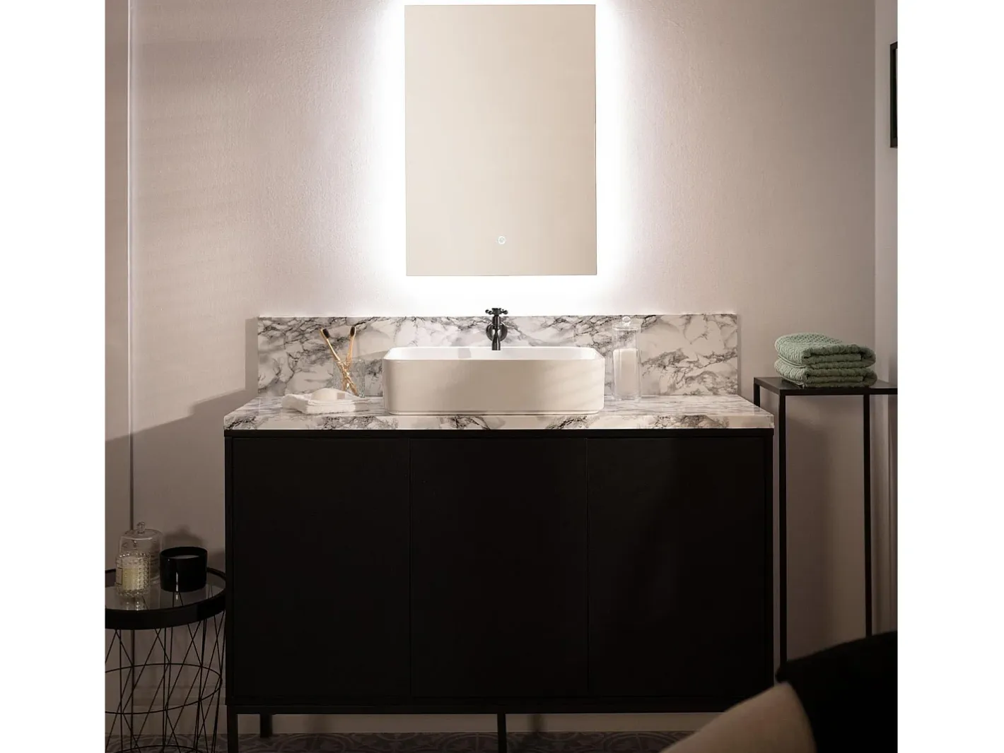Ledkia Espejo-Espejo Baño con Luz LED 68x48 cm Small Mason 6000K Blanco Frío Plateado