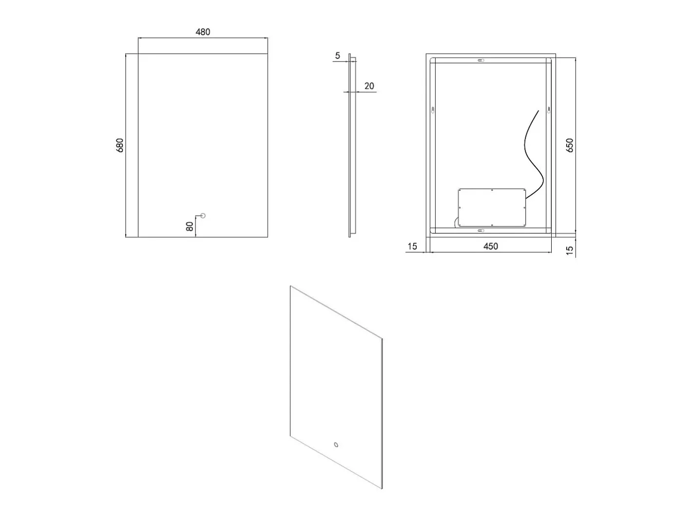 Ledkia Espejo-Espejo Baño con Luz LED 68x48 cm Small Mason 6000K Blanco Frío Plateado