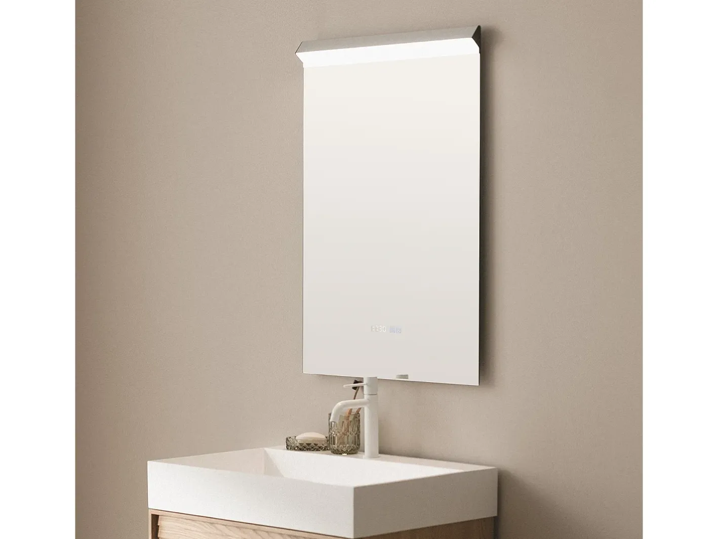 Ledkia Espejo-Espejo Baño con Luz LED y Antivaho 85x60 cm Jannada Seleccionable (Cálido-Neutro-Frío) Plateado