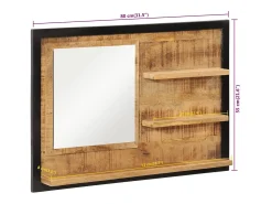 Espejo con estantes 80x8x55 cm cristal y madera maciza de mango Marru00f3n Best
