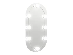 Espejo De Pared|Espejo-Espejo con iluminación LED 60x30 cm Cristal Ovalado Plateado