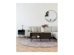 ebuy24 Espejo De Pared|Espejo-Espejo de aluminio redondo con marco Ø 80 cm Negro
