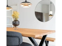 ebuy24 Espejo De Pared|Espejo-Espejo de aluminio redondo con marco Ø 80 cm Negro