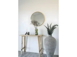 ebuy24 Espejo de aluminio redondo con marco marrón claro Ø 60 cm Dorado Hot