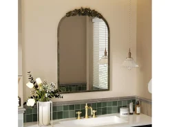 Fativo Espejo de arco de metal - L 60,5 x H 91,6 cm - Espejo de pared de diseño dorado Marru00f3n