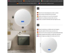 Outlet Espejo de baño - 100*100 cm - con LED - Función antivaho - Visualización de tiempo/temperatura - Blanco