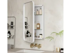 Espejo-Espejo de baño - Mueble con espejo - Estante regulable - 76 x 51 cm - Blanco