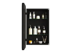Best Espejo de baño - Mueble con espejo - Estante regulable - 76 x 51 cm - Negro