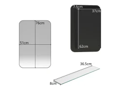 Best Espejo de baño - Mueble con espejo - Estante regulable - 76 x 51 cm - Negro