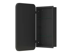 Best Espejo de baño - Mueble con espejo - Estante regulable - 76 x 51 cm - Negro