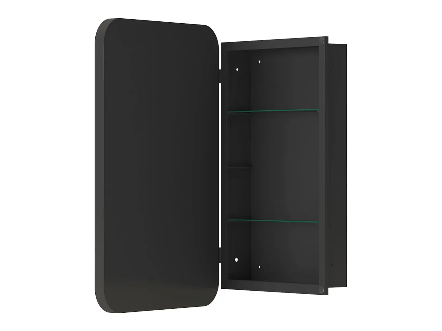 Best Espejo de baño - Mueble con espejo - Estante regulable - 76 x 51 cm - Negro